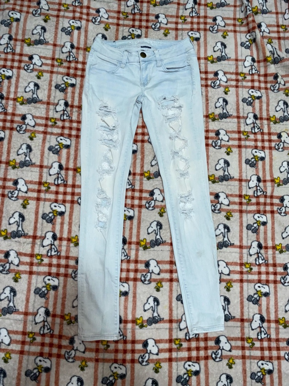 American Eagle Outfitters Light Blue Ripped Womens Skinny Jeans